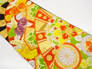 華文に桐・菊・花菱模様織出し袋帯